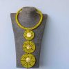 AZIZA African Yellow beaded tiered necklace, Pendant necklace is elegant to wear and compliments any outfit.