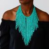 ATUTU African beaded fringe necklace can be worn in any occasion.
