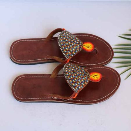 RUTO African Beaded Sandals, Handmade Leather Sandals