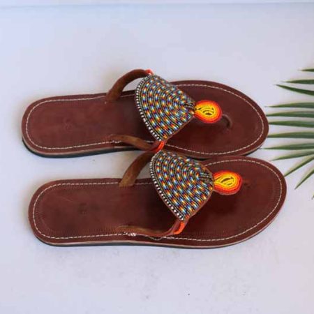 RUTO African Beaded Sandals, Handmade Leather Sandals