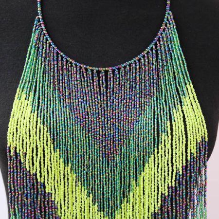 AZA African beaded fringe necklace