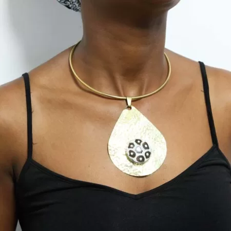 FOLAH African brass choker necklace